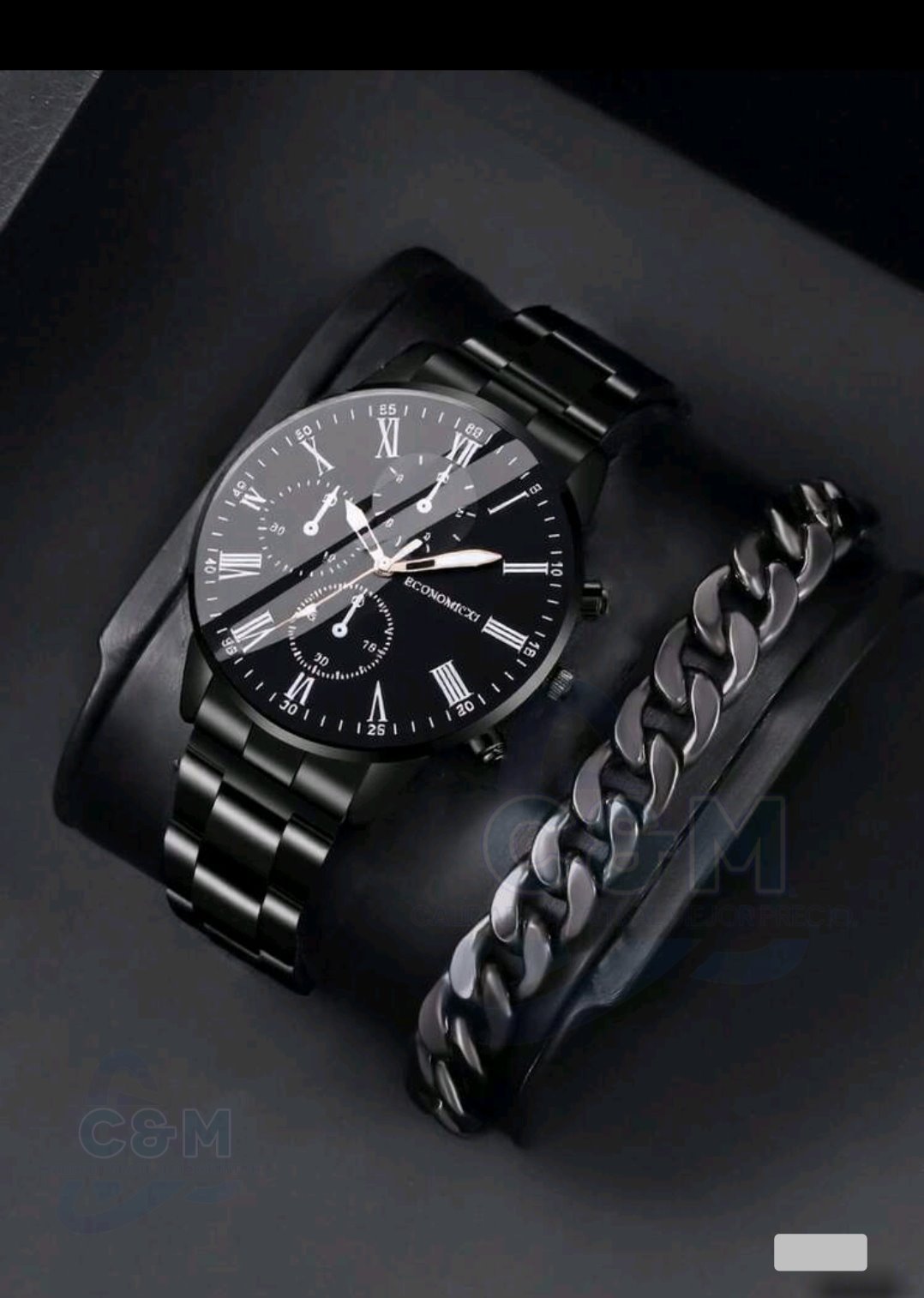 RELOJ DE HOMBRE CON PULSERA METAL COLOR NEGRO R58